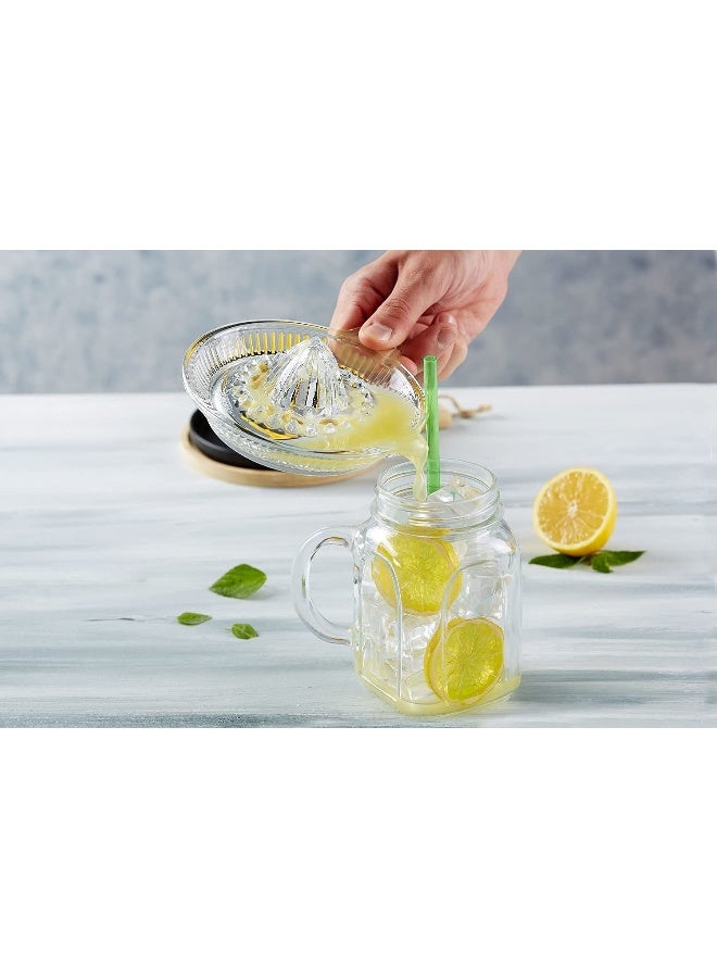 DESTALYA Lemon Squeezer | Citrus Juicer Hand | Crystal Reamer, Manual Extractor with Handle | Pour Spout for Fresh Fruit Juice Lime Orange | Heavyweight Clear Glass - Image 3